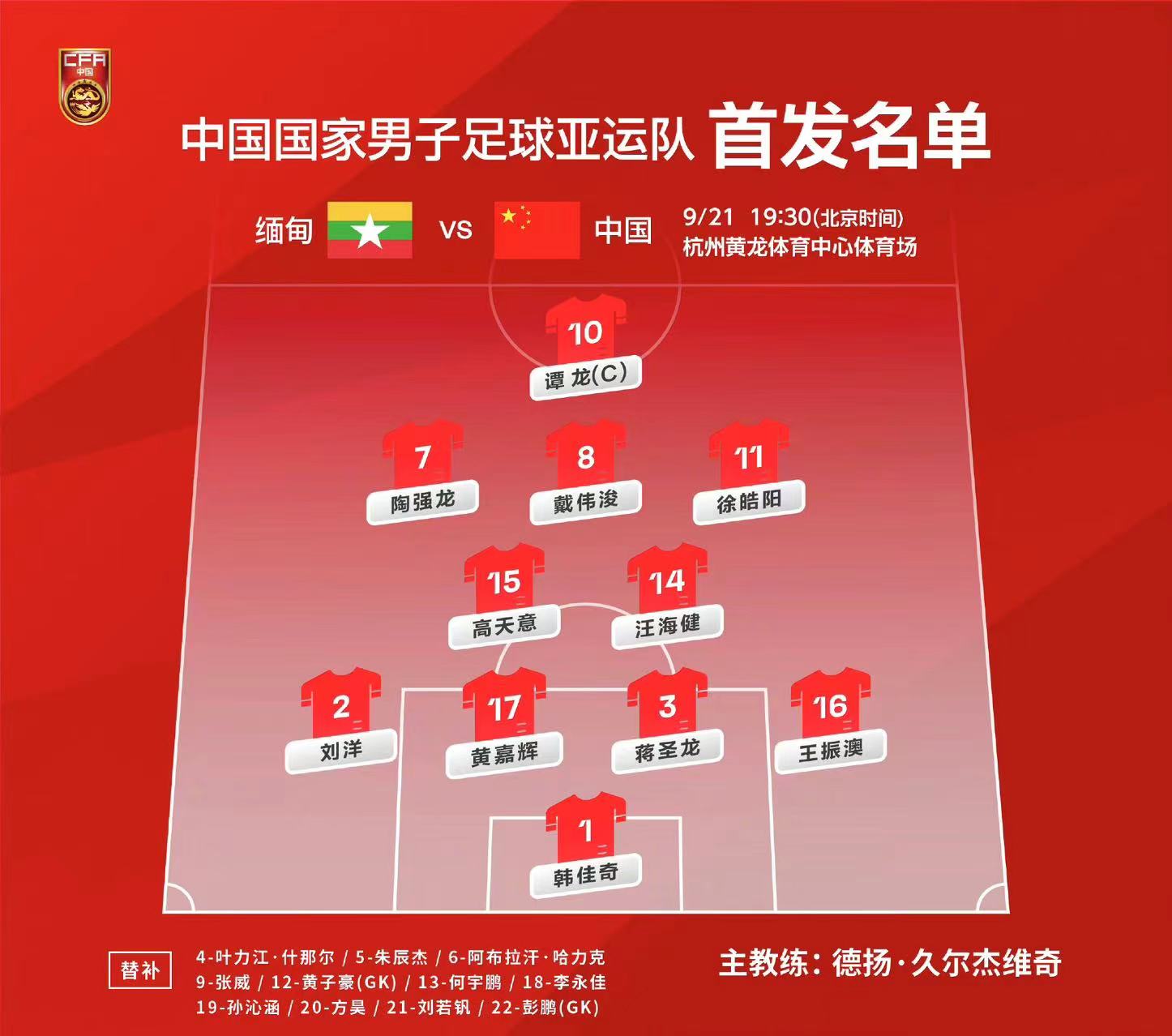 杭州亚运会男足4-0击败缅甸 提前出线并以小组第